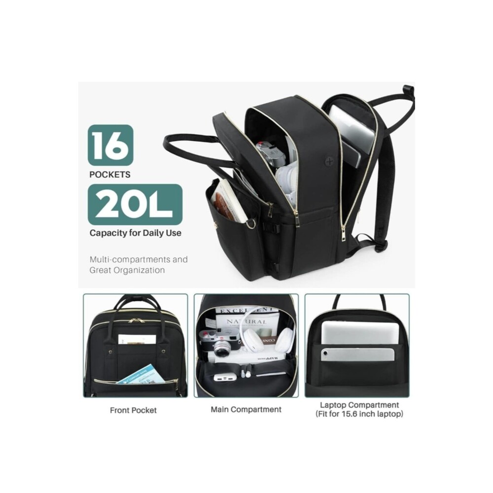 Rinlist Large Backpack for Men Women, Travel Backpack Flight-approved Black - Picture 2 of 10